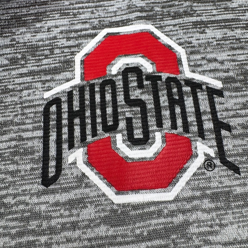 Ohio State Pullover Mens XL Grey Red Quarter Zip Space Dye Logo